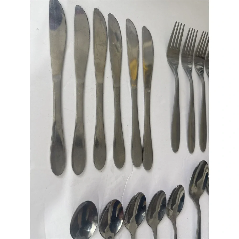 Pfaltzgraff Stainless 18/0 China Glossy Silverware Flatware LOT Of 25 Fork Spoon